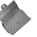 20c Grey Caviar Quilted Classic Flap Small Light Gold Hardware - Image 12