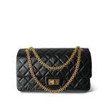 Black Crumpled Calfskin Quilted Reissue 2.55 Aged Gold Hardware 225