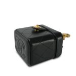 23A Black Lambskin Quilted Mini Vanity Case With Chain GHW - Image 6