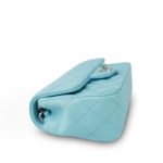 Light Blue Lambskin Quilted Mini Rectangular Flap Silver Hardware - Image 9