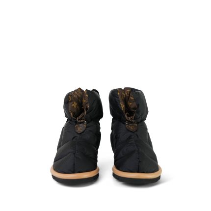 Louis Vuitton Ankle Comfort Black Water Repellent Nylon Monogram Boots/Booties