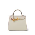Kelly 25 Sellier Bi-Color Horseshoe (HSS) Craie/Rose Jaipur Epsom Gold Plated A Stamp - Image 14