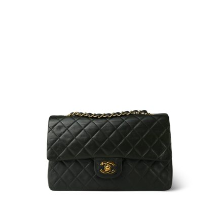 Dark Green/Khaki Lambskin Quilted Classic Flap Medium Gold Hardware