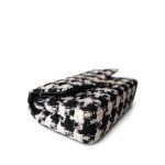 20S Black White Ecru Houndstooth Tweed Quilted Classic Flap Medium Light Gold Hardware - Image 7