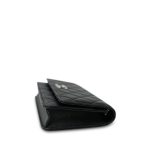 Black Caviar Quilted Crystal CC Wallet on Chain WOC LGHW - Image 4