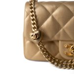 23P Gold Lambskin Quilted Mini Sweetheart Single Flap Bag Aged GHW - Image 11