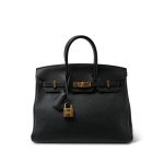 Birkin 25 Noir Veau Togo Gold Plated T Stamp