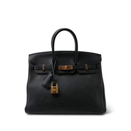 Birkin 25 Noir Veau Togo Gold Plated T Stamp