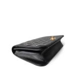 Black Lambskin Quilted Full Flap Bag Gold Hardware - Image 7