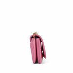23A Pink Calfskin Quilted Phone Holder With Chain Aged Gold Hardware - Image 4