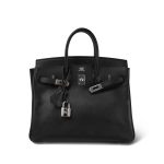 Birkin 25 Black Epsom Palladium Plated M Square Stamp - Image 7