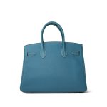 Birkin 30 Bleu Jean Veau Togo Palladium Plated I Square Stamp - Image 5
