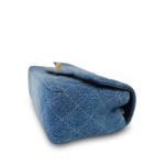 24S Blue Denim Quilted Rectangular Flap Mini Aged Gold Hardware - Image 4