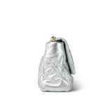 Metallic Silver Goatskin Quilted Medium/Large 19 Flap Mixed Hardware - Image 4