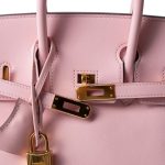 Birkin 25 Rose Sakura Swift Gold Plated X Stamp - Image 14