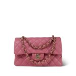 22A Pink Caviar Quilted Classic Flap Small Light Gold Hardware - Image 11