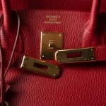 Birkin 30 Rouge Vif Ardennes Gold Plated [D] Stamp - Image 7