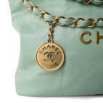 23P Light Green Calfskin Quilted 22 Hobo Bag Small - Image 14