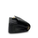 Black Lambskin Quilted Classic Flap Medium Gold Hardware - Image 8