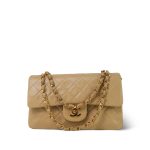 Light Beige Lambskin Quilted Classic Flap Small Gold Hardware - Image 11