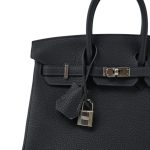Birkin 25 Bleu Nuit / Bleu De Nord Togo Palladium Plated W Stamp - Image 3