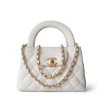 24P Shiny Aged Calfskin Quilted Nano Kelly Shopper White Aged Gold Hardware - Image 10