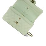 22C Light Green Caviar Quilted Classic Flap Small Light Gold Hardware - Image 12