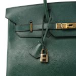 Birkin 35 Vert / Green Ardennes Gold Plated A Square Stamp - Image 3
