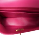 23P Pink / Dark Pink Patent Quilted Mini Rectangular Flap Light Gold Hardware - Image 9