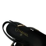 20P Black Lambskin Grosgrain Pearl Cap Toe CC Slingback Pumps Size 39.5 - Image 6