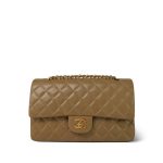 Dark Beige Lambskin Quilted Classic Flap Medium Gold Hardware