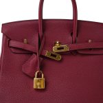Birkin 25 Rouge Grenat Togo Gold Plated X Stamp - Image 9
