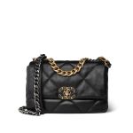 Black Lambskin Quilted 19 Flap Small Mixed Hardware
