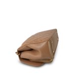Dark Beige Caviar Quilted Business Affinity Medium Flap Light Gold Hardware - Image 11