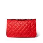 Red Lambskin Quilted Classic Flap Medium Silver Hardware - Image 5