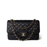 Black Caviar Quilted Jumbo Classic Flap Gold Hardware - Image 13