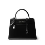 SOLD Kelly Sellier 28 Black Box Calfskin Palladium Plated [G] Stamp