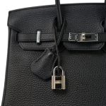 Birkin 25 Noir Veau Togo Palladium Plated A Stamp - Image 2