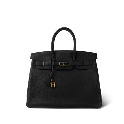 Birkin 35 Noir Veau Togo Gold Plated A Stamp