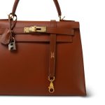 Kelly Sellier 28 Noisette Box Calfskin Gold Plated [E] Stamp - Image 4