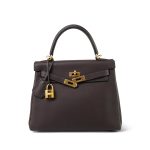 Kelly 25 Retourne Horseshoe (HSS) Ebene Togo Gold Plated B Stamp - Image 8