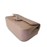 17B Rose Gold Iridescent Caviar Chevron Mini Rectangular Flap Silver Hardware - Image 7