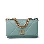 Tiffany Blue Lambskin Quilted 19 Wallet on Chain Mixed Hardware