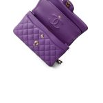 22P Purple Lambskin Quilted Classic Flap Small LGHW - Image 11