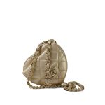 22S CC In Love Metallic Gold Lambskin Heart Zipped Belt Bag LGHW - Image 10