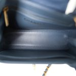 Dark Blue Shiny Aged Calfskin Quilted Nano Kelly Shopper Aged Gold Hardware - Image 9