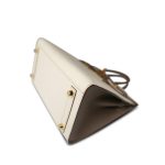 Birkin 25 Bi-Color Horseshoe (HSS) Craie/Etoupe Epsom Gold Plated Z Stamp - Image 12