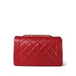 Red Lambskin Quilted Diana Flap Medium Gold Hardware - Image 4