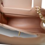 Light Beige Shiny Aged Calfskin Quilted Nano Kelly Shopper Aged Gold Hardware - Image 9