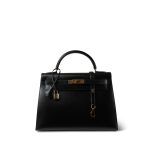 Kelly 32 Black Box Calfskin Gold Plated (A) Stamp